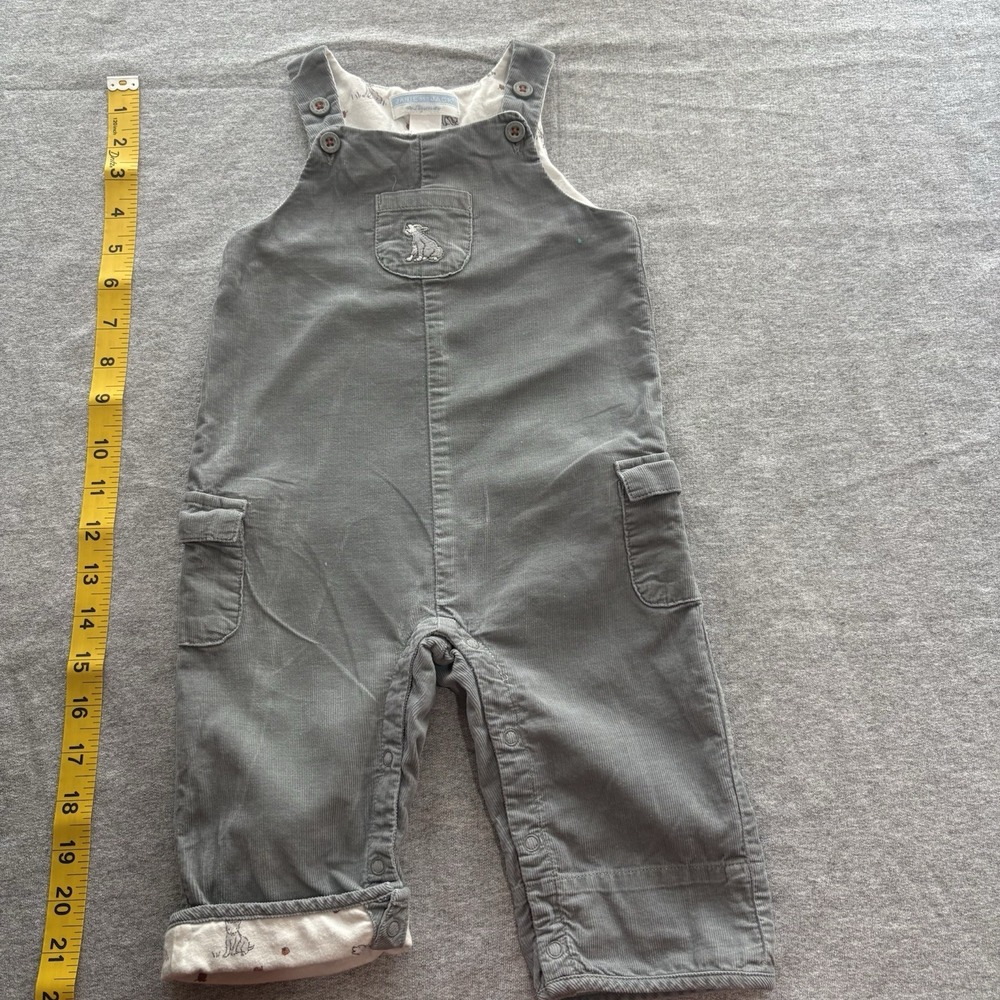 Janie & Jack Corduroy Autumn Warmth Wolf Cargo Overalls Luxurious 3-6M Excellent